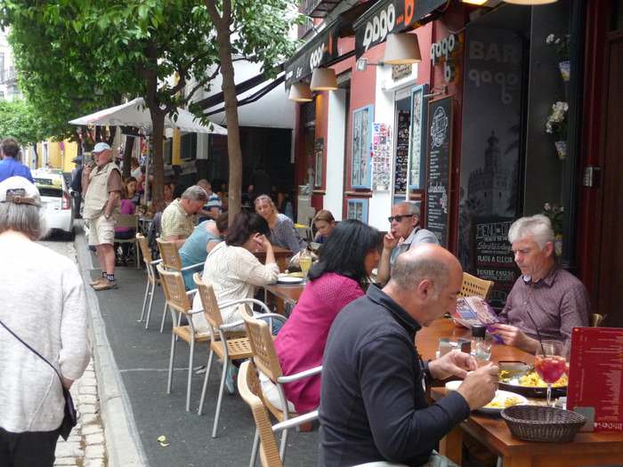 Sidewalk cafes in Seville