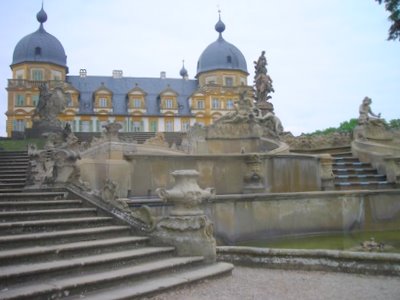 The impressive cascading staircase at Schloss Seehof
