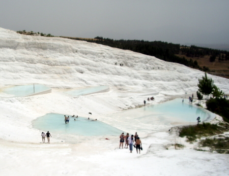 Taking a dip in the Travertine pools of Pamukkale