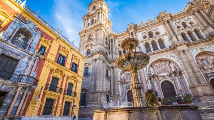Facade of Malaga Cathedral Spain