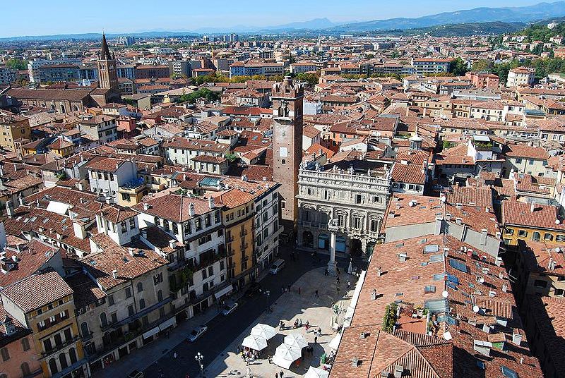 Verona - Piazza Erbe from Lamberti Tower