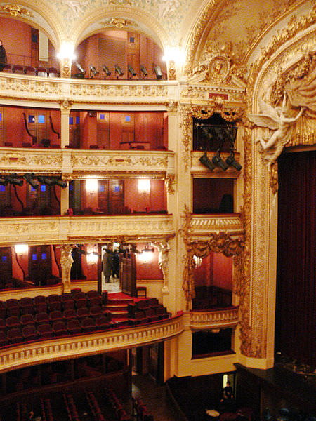 Opulent interior of the Opera Comique in Paris 2nd Arrondissement