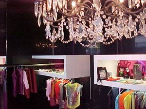 Inside Sissi Holleis boutique shop with chandelier