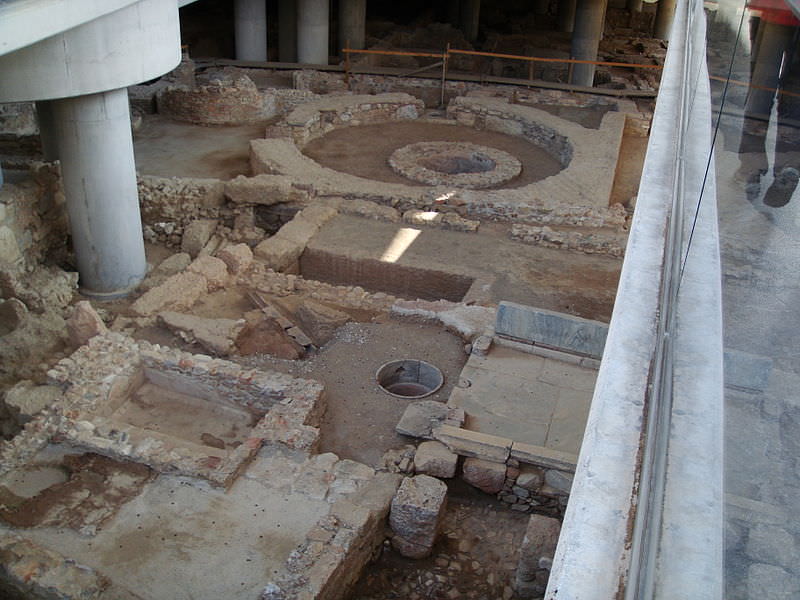 Archaeological site below the main entrance to the museum