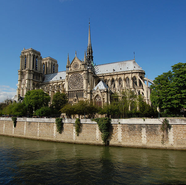 notre dame de Paris with seine in the foreground - Cathedrals in France