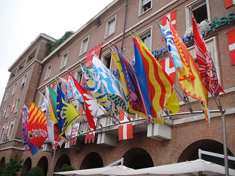 Each district, in and around Asti, has its own banner and colors