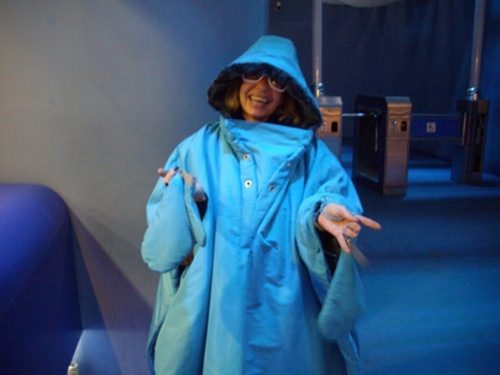 Wearing a thermal coat at the Ice Museum in Istanbul