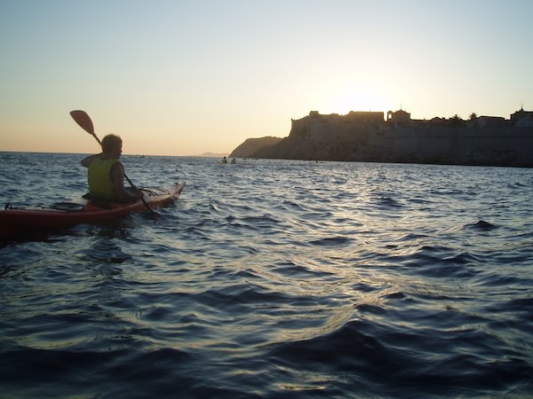 Kayaking toward Dubrovnik