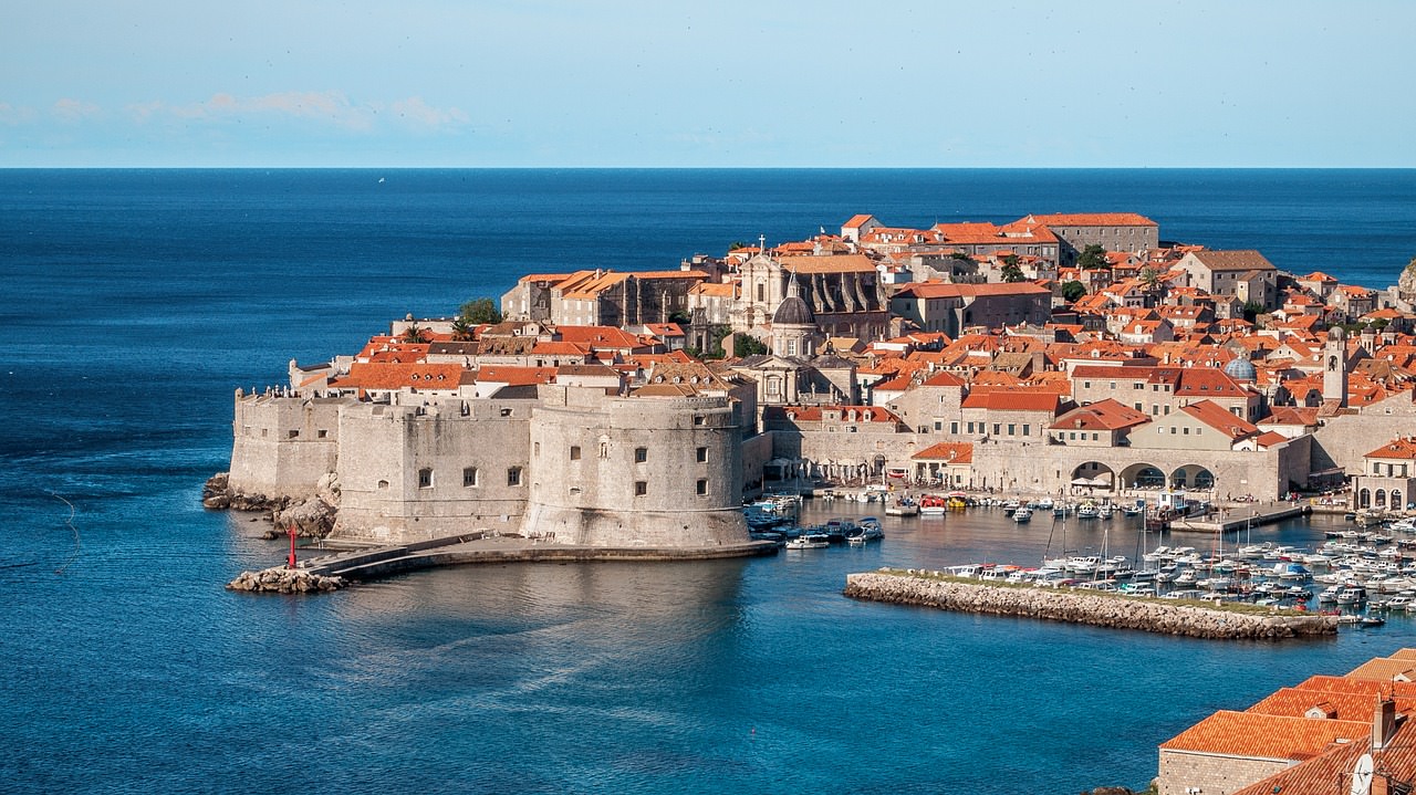 aerial view over dubrovnik old town