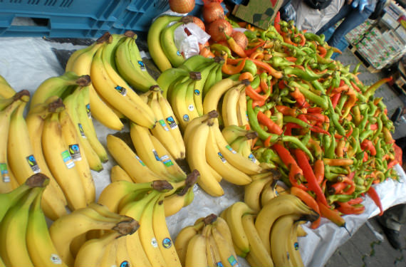 Bananas and Peppers at the Clemenceau Market in Brussels