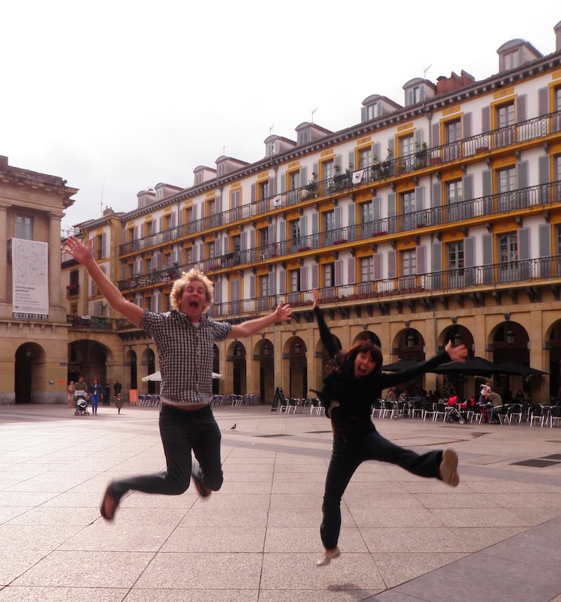 Joyful jump in San Sebastian