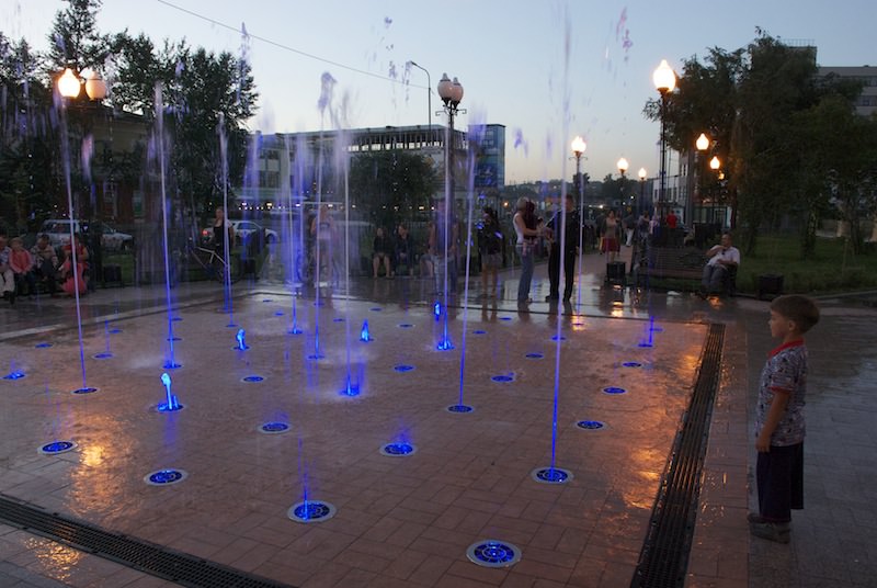 Modern fountain in Irkutsk