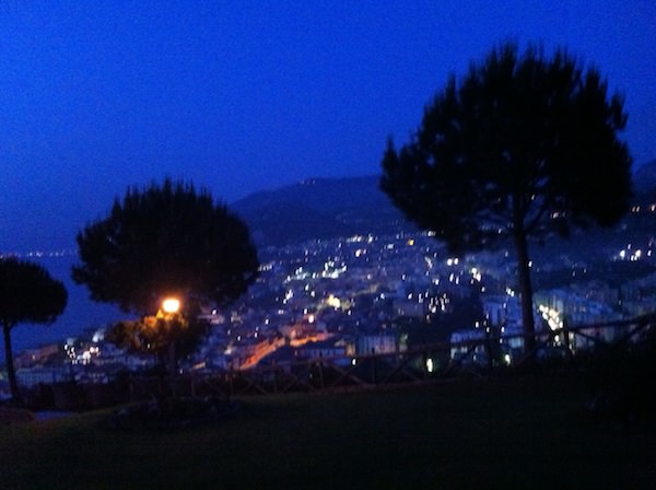 Night view from our patio at the Grand Hotel President Sorrento