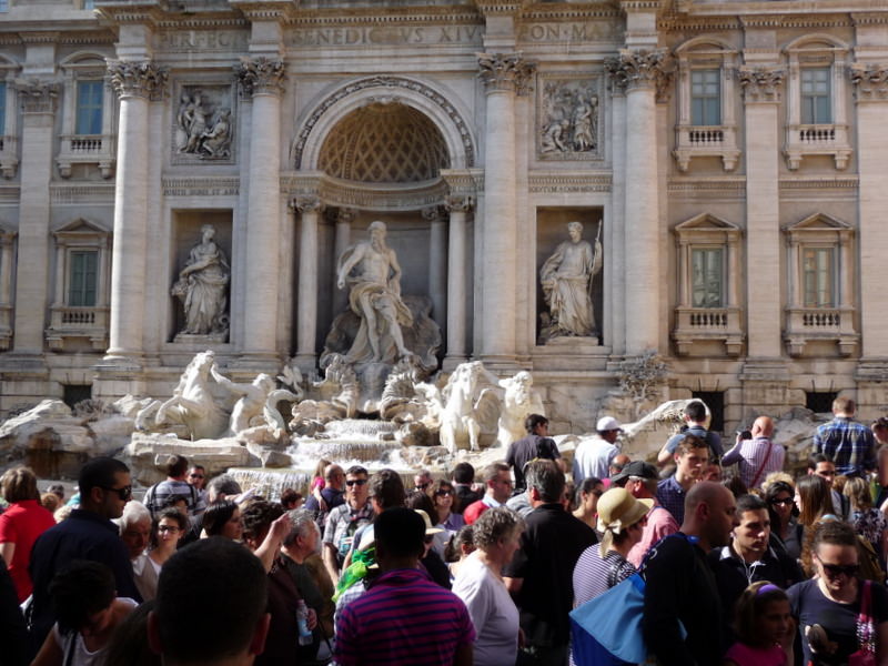 Crowds at the Trevi Fountain