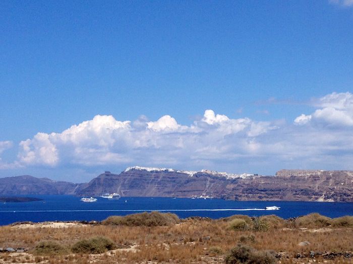 Distant cliff view Santorini 