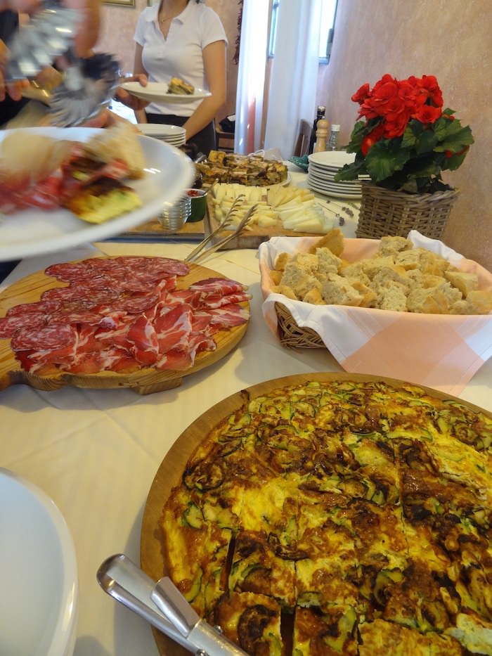 Part of lunch buffet at Agriturismo Corte Carezzabella