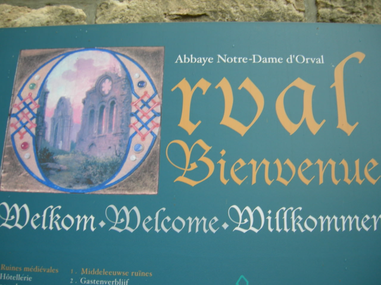 Orval Monastery entrance sign