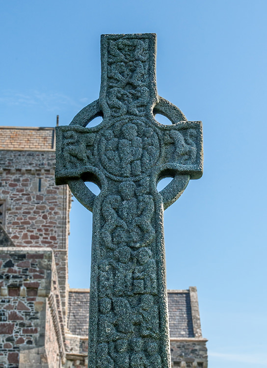 St. Martin’s cross is original and dates from the 700s. This side is carved with stories from the Bible.