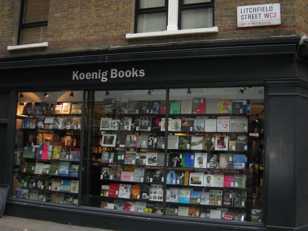 The windows of Koenig Books on a book tour of London