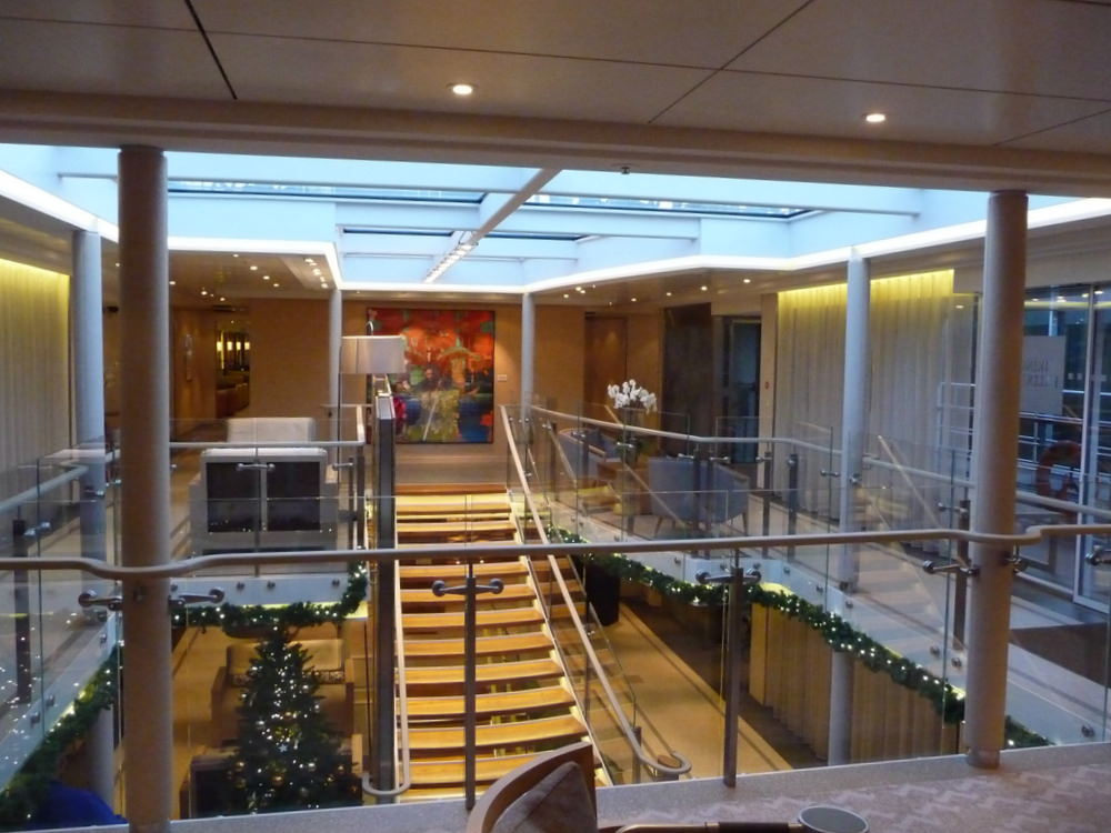 the lobby of the Viking Baldur for our Christmas market river cruise