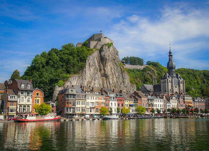 The Citadel of Dinant overlooks the Collegiate Church and the Meuse River