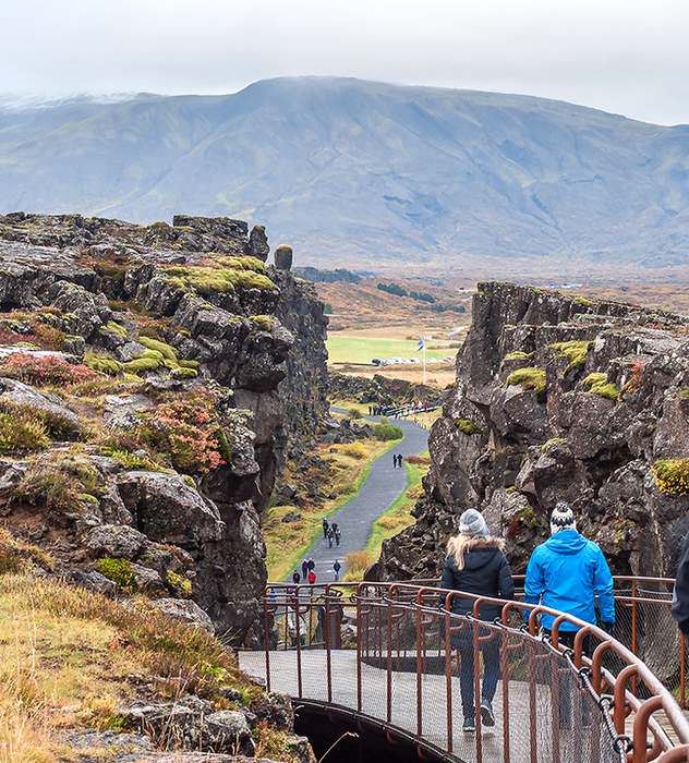 Beyond the rock cleft at Pingvellir lie fields known as the “Parliament Plains” where Icelanders assembled every June until 1799. Today the parliament meets in Reykjavik.