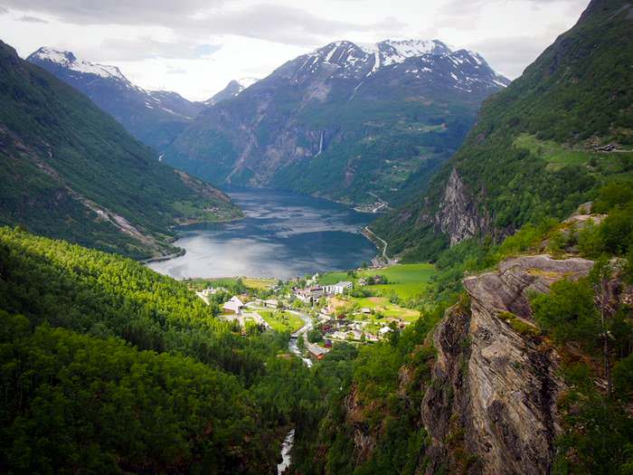 The small town of Geiranger lies at the end of the impressive Geirangerfjord 