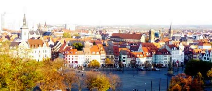 The charming red-roofed homes in Erfurt