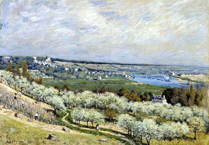 Impressionist painting by Alfred Sisley: The Terrace at Saint-Germain in Spring