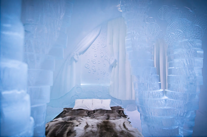A dazzling blue suite in the Ice Hotelone of Scandanavia's most unique hotels