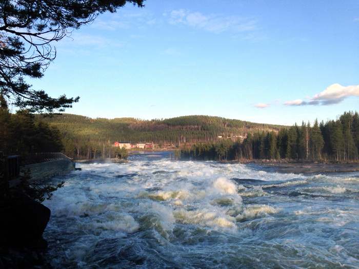 the Pite River at the mouth of the Storforsen falls in Northern Sweden