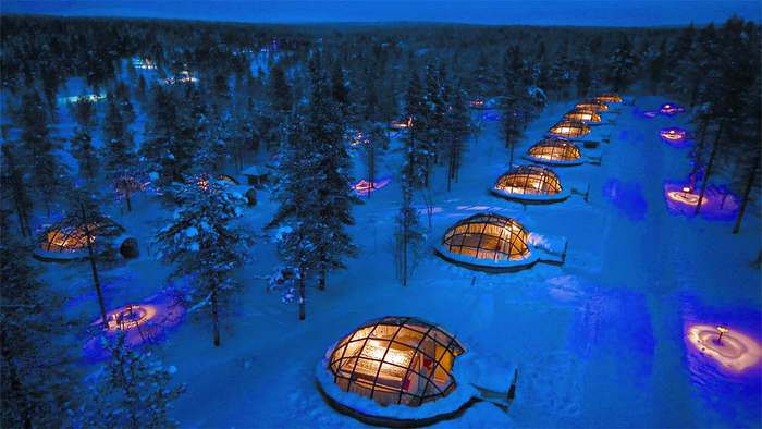 The warm lit igloos of Kakslauttanen, one of Scandanavia's most unique hotels