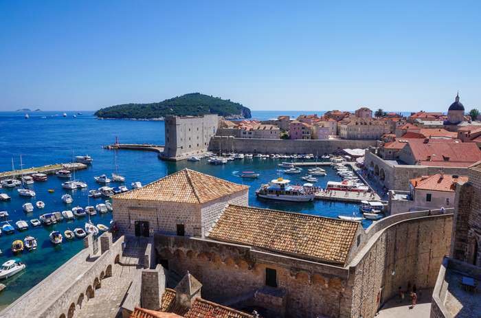 Boats bobbing in the Harbor of Dubrovnik, Croatia