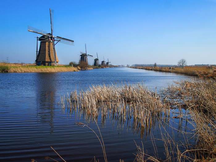 The Kinderdijk Windmills line the Overwaard canal