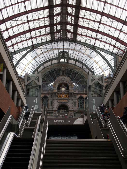 The rail station in Antwerp, Belgium, a Benelux country