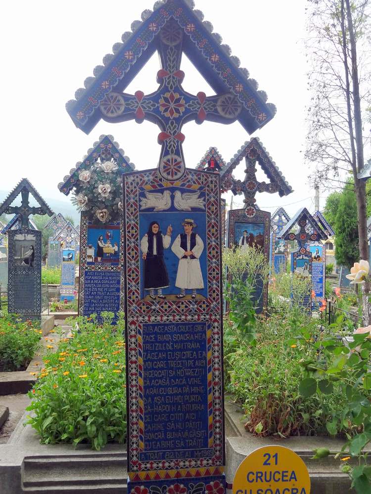The grave marker of the Mother-in-law at the Merry Romanian cemetery