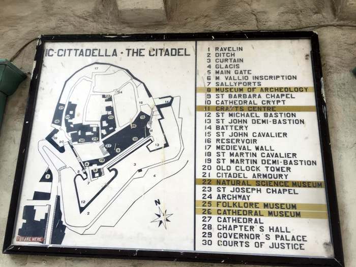 A map of the Citadella’s cultural riches in Gozo