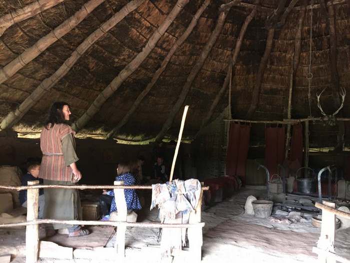 A cooking demonstration in a round house at Castell Henlyss