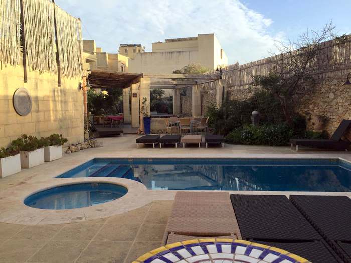 Pool area for relaxing at Dar Ta’ Zeppi , great B&B lodging in Malta