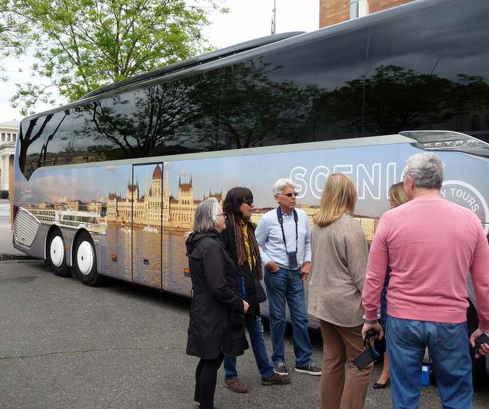 Boarding our Scenic bus for an exclusive tour on a Europe river cruise