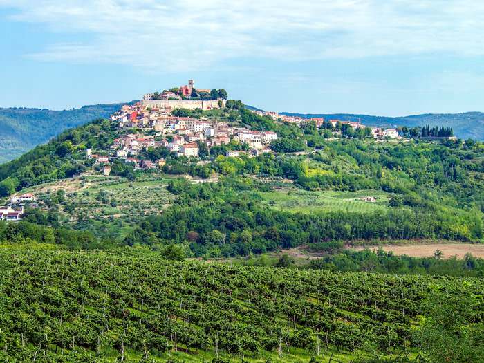 Stunning view of the hilltop town of Motovun in Istria