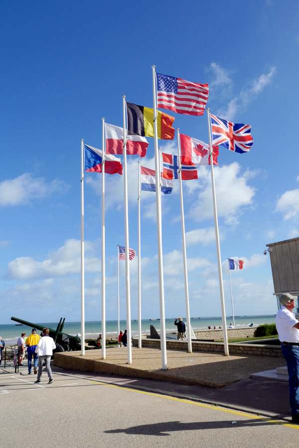 Allied Flags posted at Omaha Beach in Normandy
