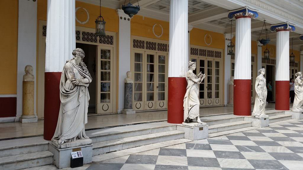 Courtyard of the Muses at the Achillieon Palace in Corfu