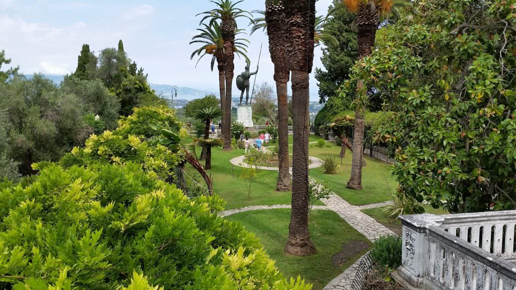 lush garden at Achillieon Palace in Corfu