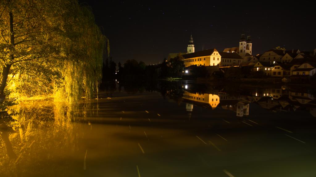 At night in Telc Czech Republic, a UNESCO Heritage site