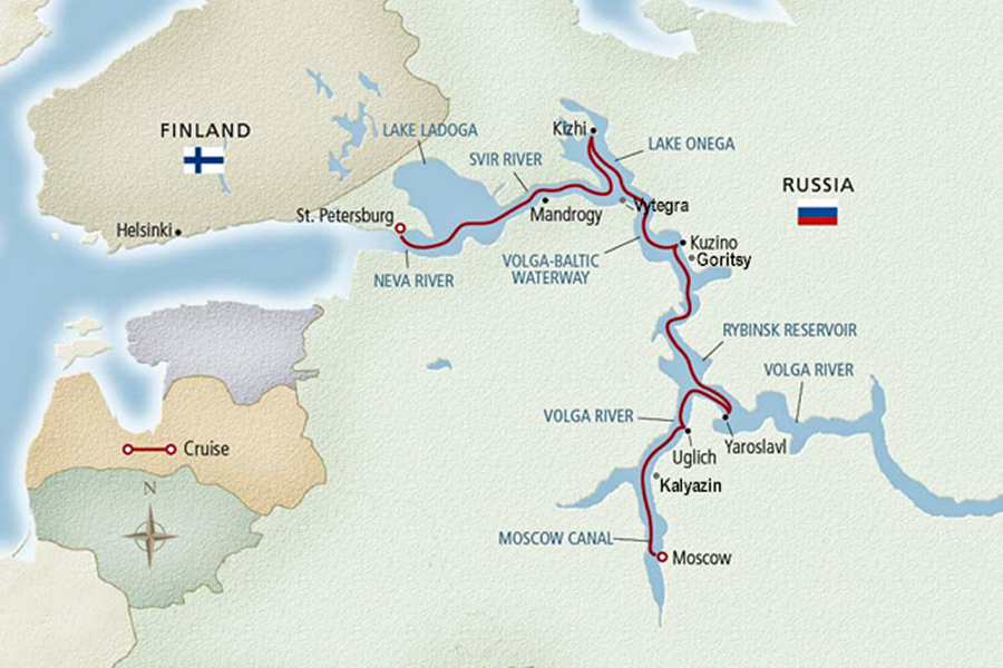 Russian River Cruise from Moscow to St Petersburg Cruise Map