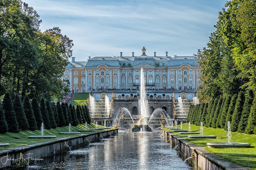 Gardens at Peter the Great’s magnificent Peterhof Palace in St. Petersburg Russia