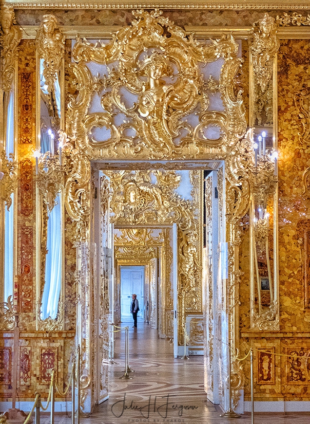Golden Enfilade at Great Hall at the Catherine Palace at Pushkin near St. Petersburg