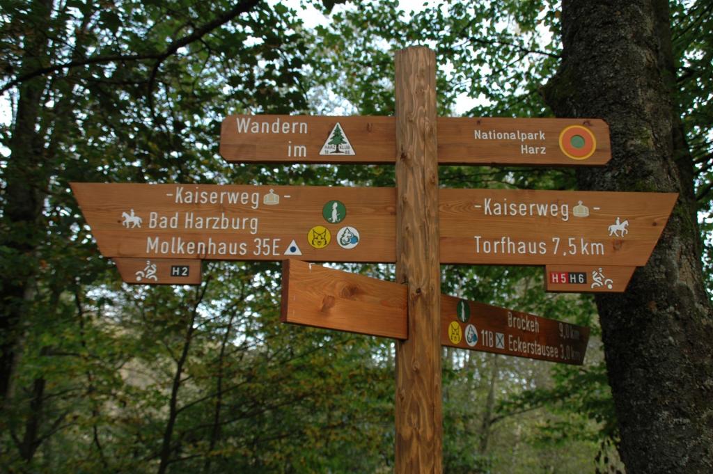 Hiking Trails Signs in Harz Germany