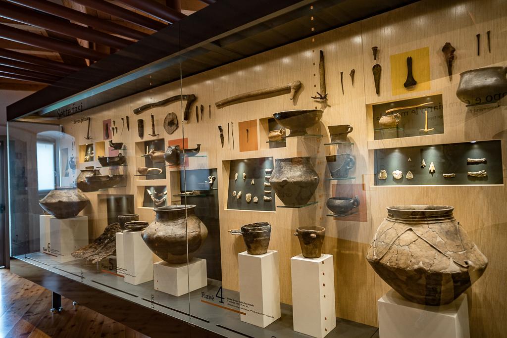 Artifacts found at Pile Dwelling Settlement - UNESCO World Heritage Site - Prehistoric Pile Dwellings around the Alps Museum in Fiavé Trentino Italy